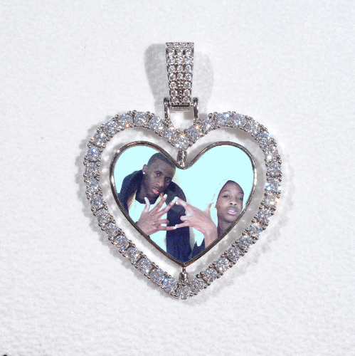 3D Spinning 2-Faced Heart Custom Picture Pendant