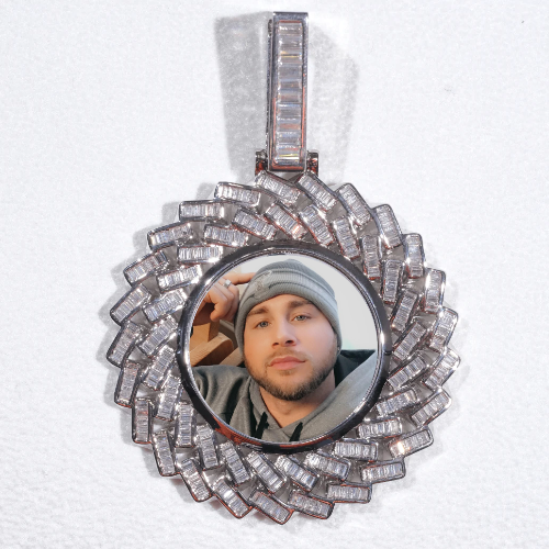 Large 3D Baguette Custom Picture Pendant
