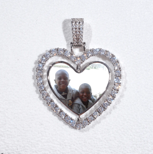 3D Spinning 2-Faced Heart Custom Picture Pendant