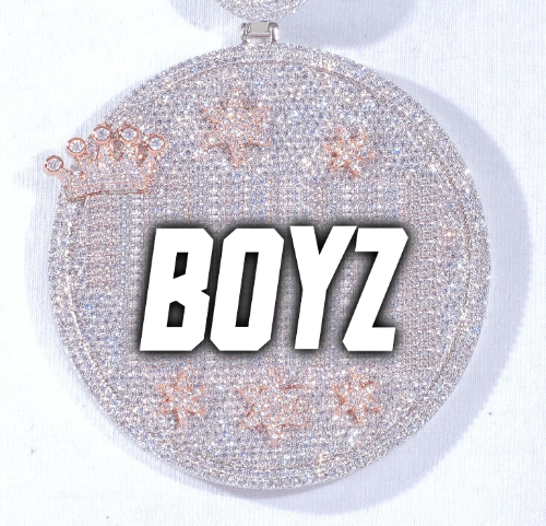 CUSTOM LETTER NECKLACE 3D BIG CROWN DISC