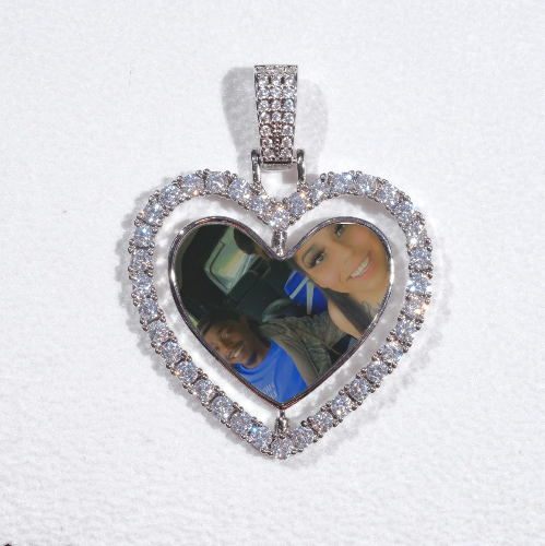 3D Spinning 2-Faced Heart Custom Picture Pendant