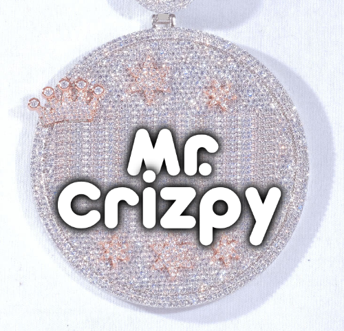 CUSTOM LETTER NECKLACE 3D BIG CROWN DISC
