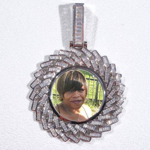 Large 3D Baguette Custom Picture Pendant