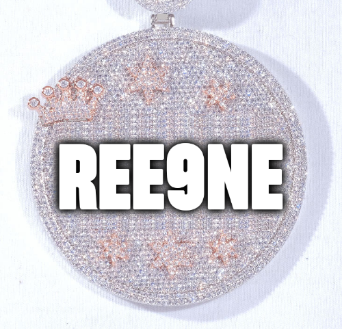 CUSTOM LETTER NECKLACE 3D BIG CROWN DISC