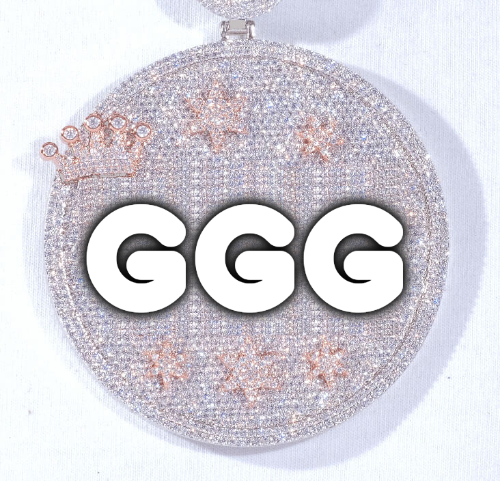 CUSTOM LETTER NECKLACE 3D BIG CROWN DISC