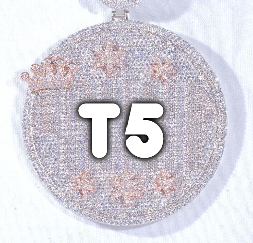 CUSTOM LETTER NECKLACE 3D BIG CROWN DISC