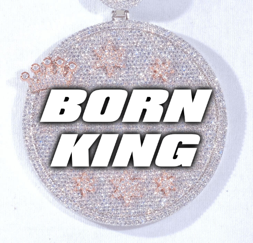 CUSTOM LETTER NECKLACE 3D BIG CROWN DISC