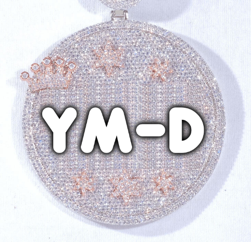 CUSTOM LETTER NECKLACE 3D BIG CROWN DISC