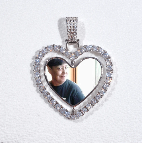 3D Spinning 2-Faced Heart Custom Picture Pendant