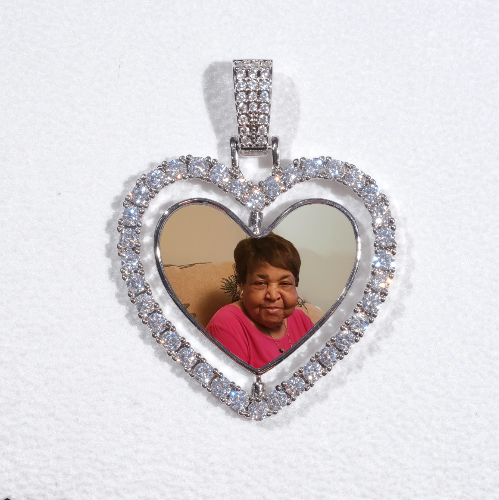 3D Spinning 2-Faced Heart Custom Picture Pendant