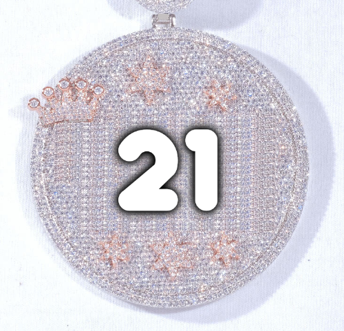 CUSTOM LETTER NECKLACE 3D BIG CROWN DISC