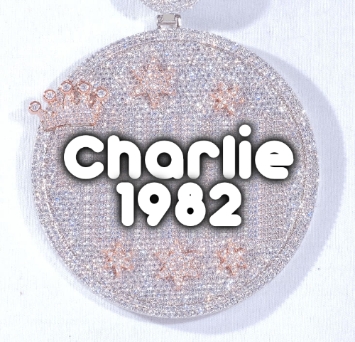 CUSTOM LETTER NECKLACE 3D BIG CROWN DISC