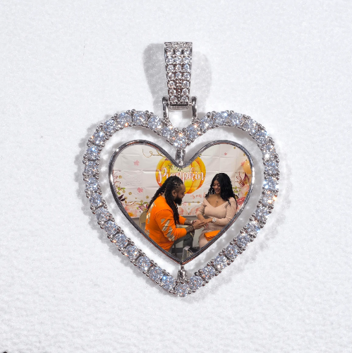 3D Spinning 2-Faced Heart Custom Picture Pendant