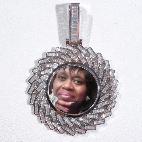 Large 3D Baguette Custom Picture Pendant