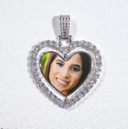 3D Spinning 2-Faced Heart Custom Picture Pendant