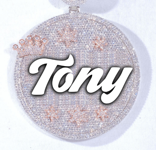 CUSTOM LETTER NECKLACE 3D BIG CROWN DISC