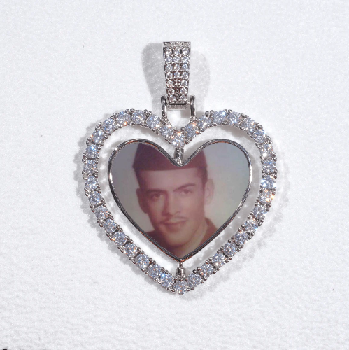 3D Spinning 2-Faced Heart Custom Picture Pendant