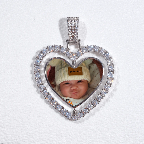 3D Spinning 2-Faced Heart Custom Picture Pendant