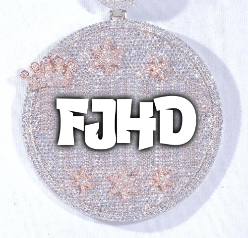 CUSTOM LETTER NECKLACE 3D BIG CROWN DISC