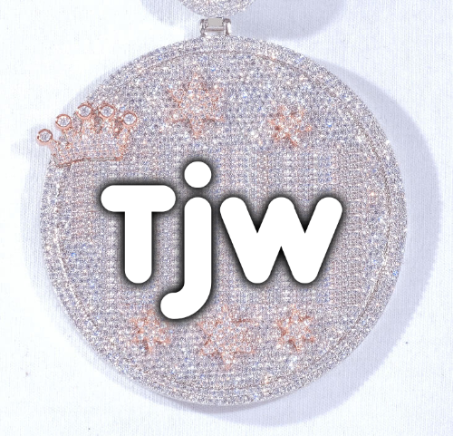 CUSTOM LETTER NECKLACE 3D BIG CROWN DISC