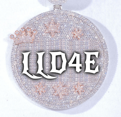 CUSTOM LETTER NECKLACE 3D BIG CROWN DISC