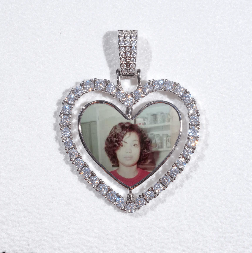 3D Spinning 2-Faced Heart Custom Picture Pendant