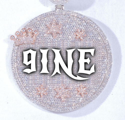 CUSTOM LETTER NECKLACE 3D BIG CROWN DISC