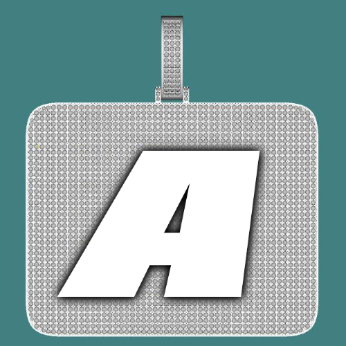 CUSTOM LETTER NECKLACE 3D BIG SQUARE
