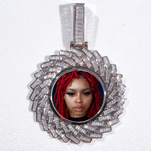 Large 3D Baguette Custom Picture Pendant