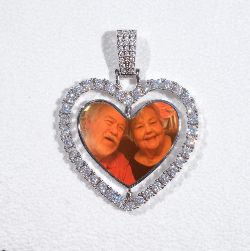 3D Spinning 2-Faced Heart Custom Picture Pendant