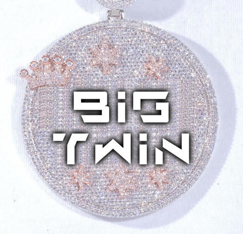 CUSTOM LETTER NECKLACE 3D BIG CROWN DISC
