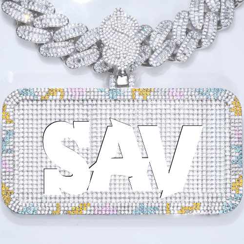 CUSTOM LETTER NECKLACE 3D COLORFUL SQUARE