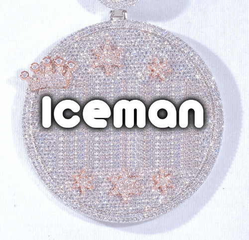 CUSTOM LETTER NECKLACE 3D BIG CROWN DISC