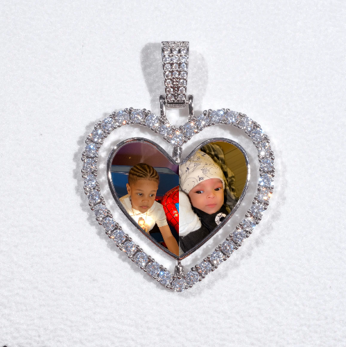 3D Spinning 2-Faced Heart Custom Picture Pendant