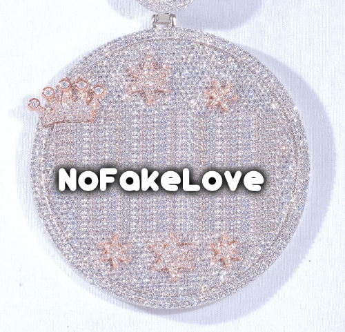 CUSTOM LETTER NECKLACE 3D BIG CROWN DISC