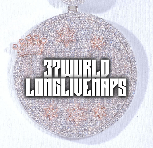 CUSTOM LETTER NECKLACE 3D BIG CROWN DISC