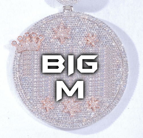 CUSTOM LETTER NECKLACE 3D BIG CROWN DISC