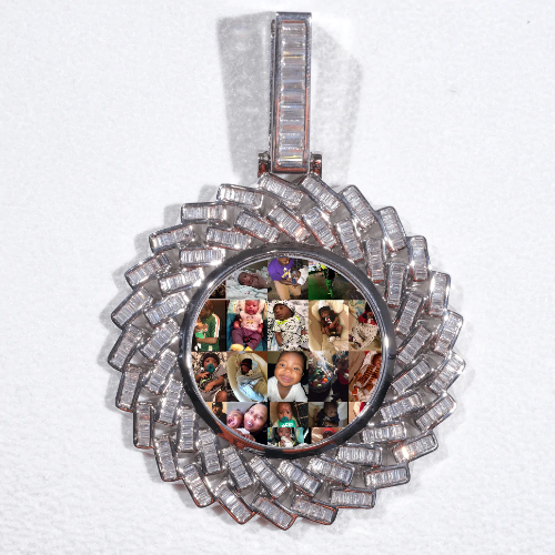 Large 3D Baguette Custom Picture Pendant