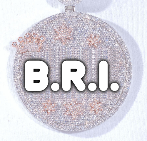 CUSTOM LETTER NECKLACE 3D BIG CROWN DISC