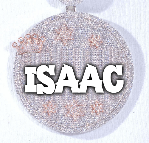 CUSTOM LETTER NECKLACE 3D BIG CROWN DISC