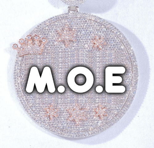 CUSTOM LETTER NECKLACE 3D BIG CROWN DISC