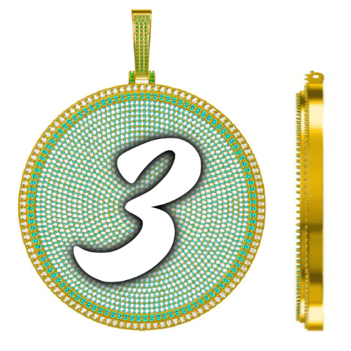 CUSTOM LETTER NECKLACE 3D BIG DISC