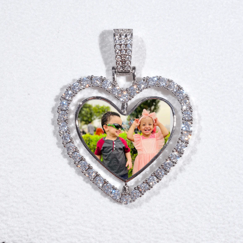 3D Spinning 2-Faced Heart Custom Picture Pendant