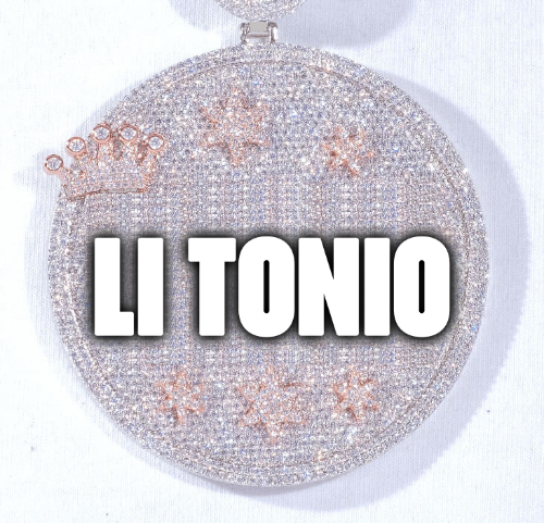 CUSTOM LETTER NECKLACE 3D BIG CROWN DISC
