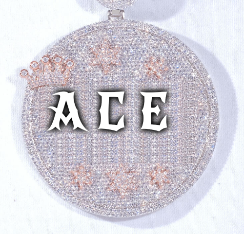 CUSTOM LETTER NECKLACE 3D BIG CROWN DISC