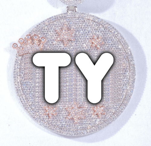 CUSTOM LETTER NECKLACE 3D BIG CROWN DISC