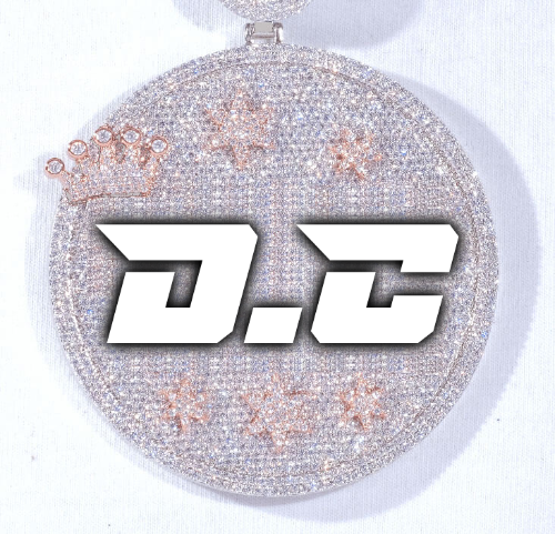 CUSTOM LETTER NECKLACE 3D BIG CROWN DISC