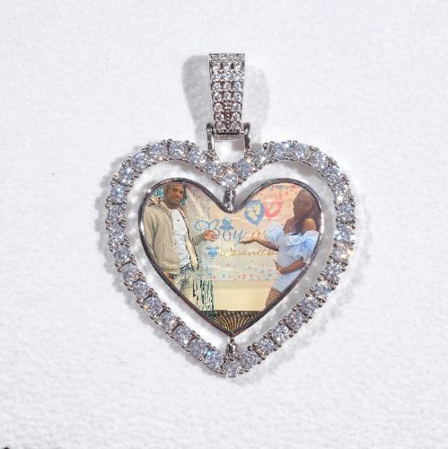 3D Spinning 2-Faced Heart Custom Picture Pendant