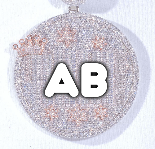 CUSTOM LETTER NECKLACE 3D BIG CROWN DISC