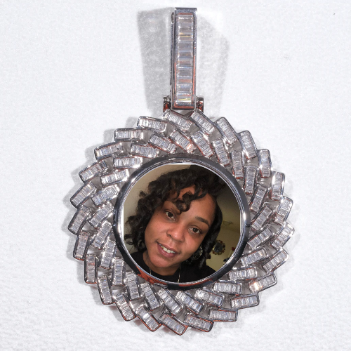 Large 3D Baguette Custom Picture Pendant